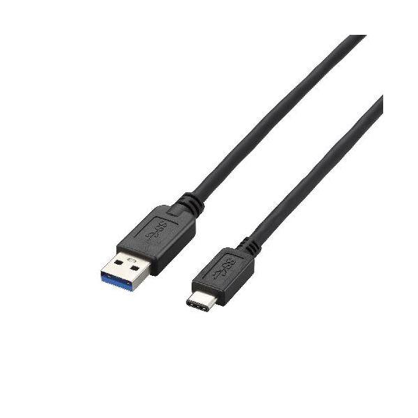 (まとめ)エレコム USB3.1ケーブル(A-TypeC) USB3-AC10BK〔×2セット〕(代...