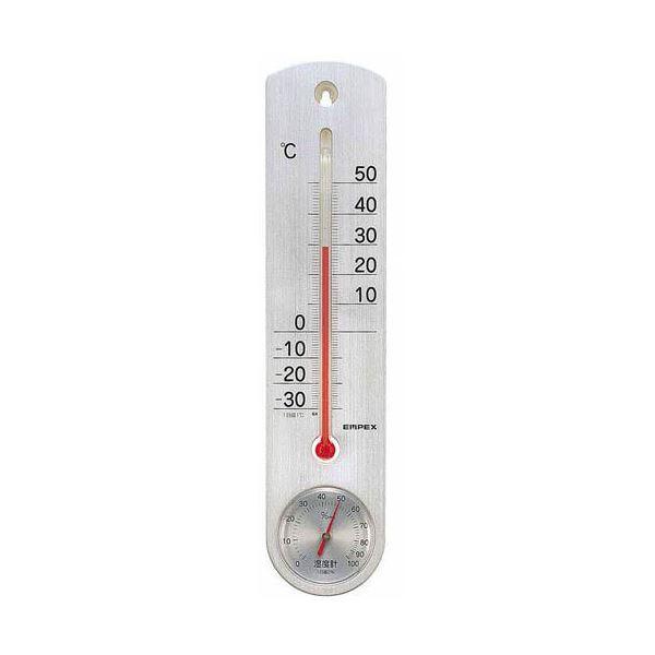 (まとめ)EMPEX 温度・湿度計 くらしのメモリー温・湿度計 壁掛用 TG-6717 シルバー〔×...