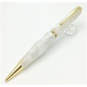 日本製 スワロフスキー ボールペン/文房具 〔ホワイト〕 クロスタイプ 芯：0.7mm 文具 オフィ...