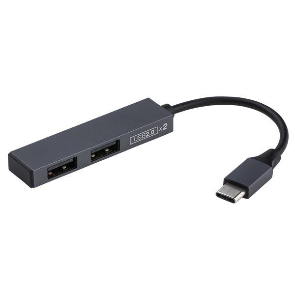 Digio2 USB Type-C 極薄変換ハブ STIX 2ポート グレー UH-C2562GY(...