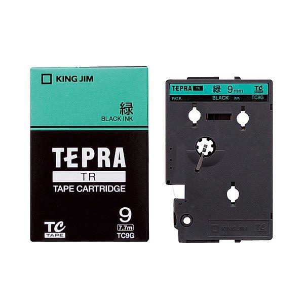 （まとめ） キングジム テプラ TR テープカートリッジ パステル 9mm 緑／黒文字 TC9G 1...