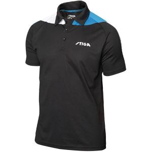 STIGA（スティガ） 卓球ユニフォーム PACIFIC SHIRT パシフィックシャツ ブラック×ブルー 5XS(代引不可)｜luckytail