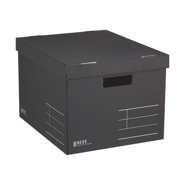 （まとめ） コクヨ 収納ボックス（NEOS）Lサイズ フタ付き ブラック A4-NELB-D 1個 ...