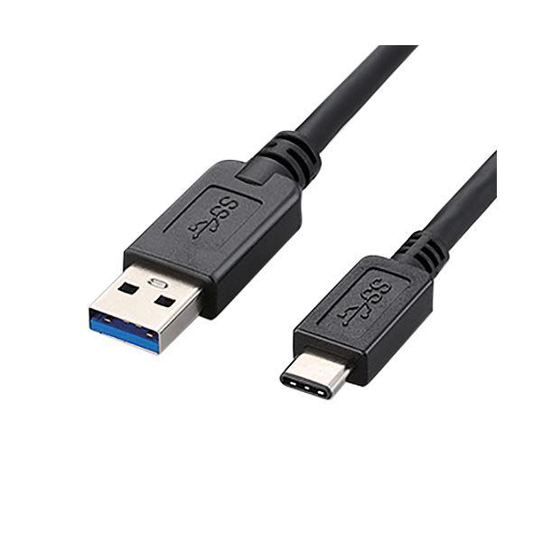 （まとめ）エレコムUSB3.1ケーブル(A-TypeC) ブラック 1.0m USB3-AC10BK...