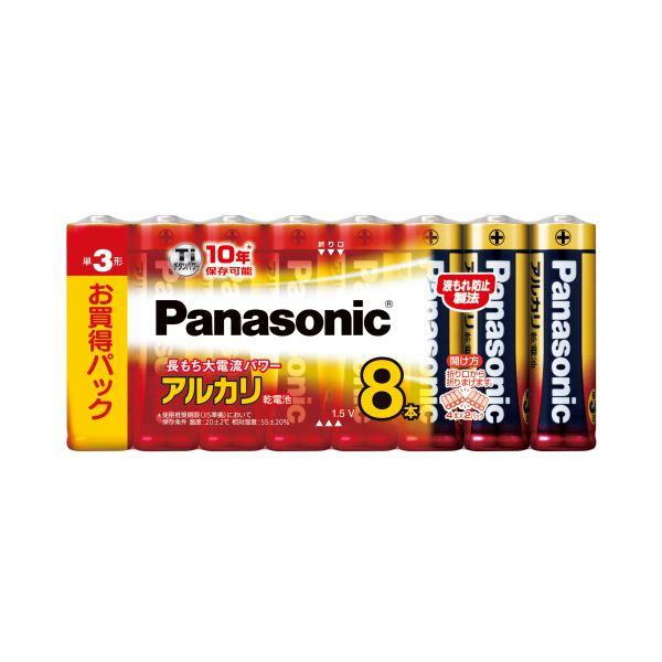 （まとめ）パナソニック アルカリ乾電池 単3形 LR6XJ/8SW 1パック（8本） 〔×5セット〕...