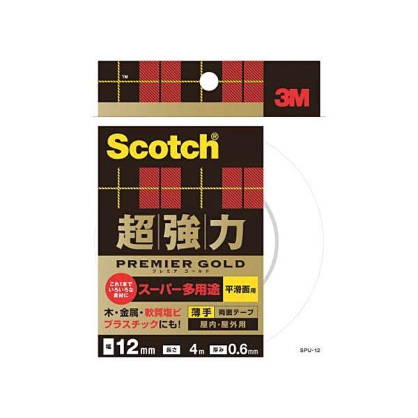 (まとめ) 3M スコッチ 超強力両面テープ プレミアゴールド スーパー多用途 薄手 12mm×4m...