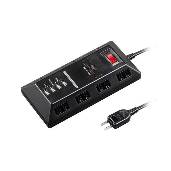 サンワサプライ USB充電ポート付きタップ 平型 ブラック TAP-B109U-3BKN(代引不可)