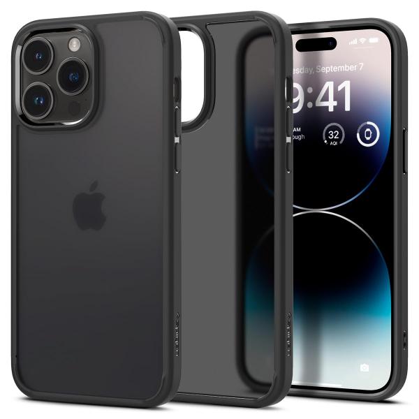 iPhone14Pro スマホケース 半透明 ストラップホール付 バンパーケース Spigen AC...