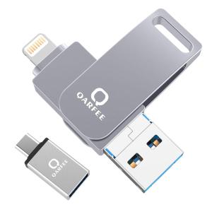 フラッシュドライブ USBドライブ QARFEE iPhone Android PC iPad iPod 対応 容量不足解消 32GB グレー