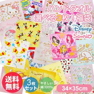 送料無料 選べる 3枚 セット 福袋 ディズニー ミニタオル ハンカチ ハンドタオル 洗える 幼稚園 保育園 小学校 プール キッズ LTH-01
