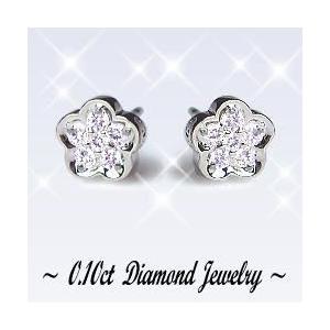 K18WG 合計0.1ct ダイヤモンド　ピアス ダイヤモンドピアス あすつく 大特価 K18YG PG WG 0.1ct フラワー