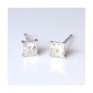 ダイヤモンドピアス pt900 K18YG PG WG 0.2ct プリンセスカット