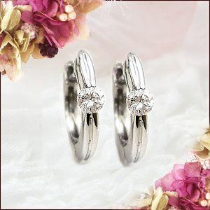 フープピアス あすつく 大特価 pt900 0.2ct 一粒ダイヤモンド『Line
