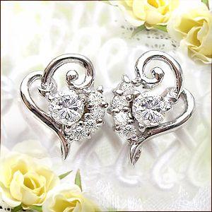 ダイヤモンドピアス K18YG PG WG 0.3ct ハートピアス『Aile』SIクラス  