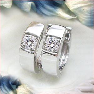 フープピアス あすつく 大特価 pt900 0.12ct 一粒ダイヤモンドフープ 