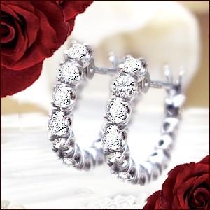 フルエタニティフープピアスpt900ダイヤ0.5×2 1カラット Pt900 0.5ct フープ エタニティ ダイヤモンド ピアス 人気 ジュエリー