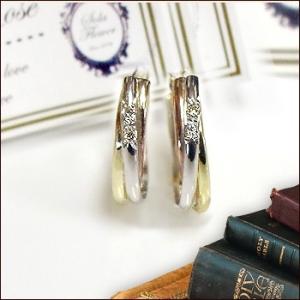ダイヤモンドピアス あすつく K14WG K14YG 0.2ct ダイヤモンド スリー