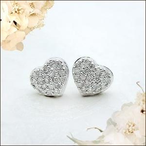 ダイヤモンドピアス 大特価 K18YG PG WG 0.2ct ダイヤモンド ハートパヴェピアス Heart SIクラス 透明感溢れるダイヤモンド｜lugejewelry