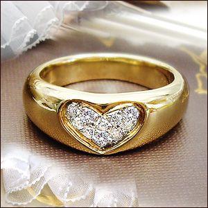 ダイヤモンドリング K18YG PG WG 0.15ct ハートパヴェ 指輪『Heartin 