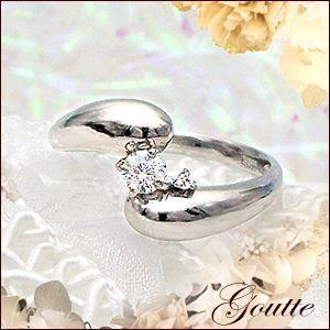 ダイヤモンドリング K18YG PG WG 0.11ct『goutte』SIクラス F〜Dカラー  