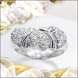 ダイヤモンドリング K18YG PG WG 0.43ct ハートリング『ThreeHeart』SI  