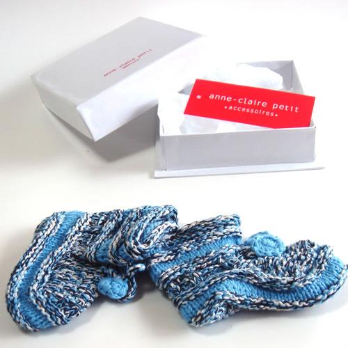 アンクレール (Anne-Claire Petit)　コットン　ベビー靴　ブルー