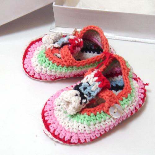 アンクレール (Anne-Claire Petit)　コットン　しっかりベビー靴　ニューマルチカラー