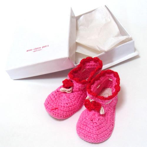 アンクレール (Anne-Claire Petit)　コットン　しっかりベビーブーツ　ピンク