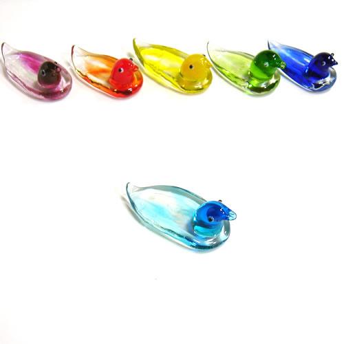 ドイツ　ガラス製　6色のお箸置き　あひる　（6個セット）