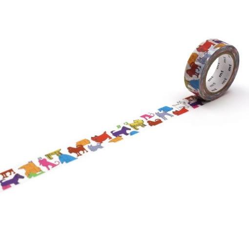 【メール便OK】カモ井加工紙 mt リサラーソン　カラフルドッグ マスキングテープ マステ