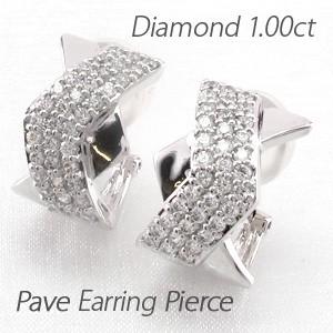 ダイヤモンド イヤリング レディース クリップ ピアス プラチナ 900 パヴェ 1.00ct｜luire-jewelry