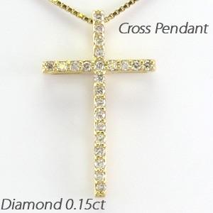 クロス ネックレス レディース ダイヤモンド ゴールド 18k ペンダント 十字架 シンプル 18金