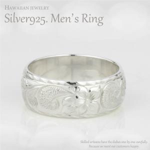 ハワイアンジュエリー メンズリング ハワイアン メンズ シルバー 結婚指輪 マリッジリング SV925 手彫り ハンドメイド 指輪｜luire-jewelry