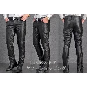 SALE! 牛皮 本革 レザーパンツ メンズ ...の詳細画像5