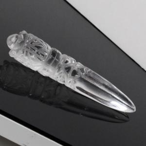 本水晶 チベット密教法具 金剛杭 独鈷杵 ブルパ 41-45x9-11mm (トップ
