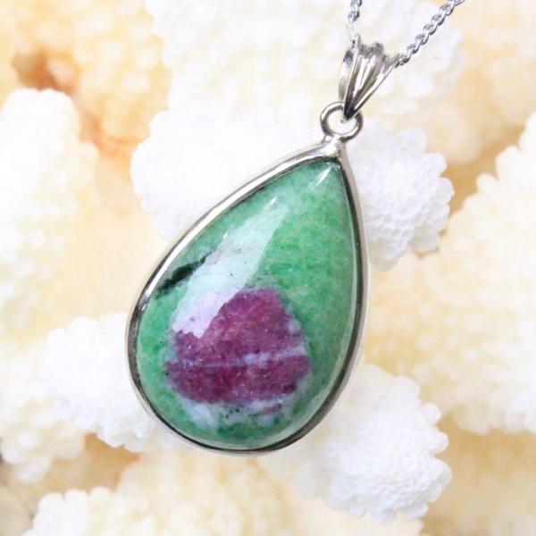 ルビーインゾイサイト ペンダント ネックレス ruby アニョライト Pendant パワーストーン...