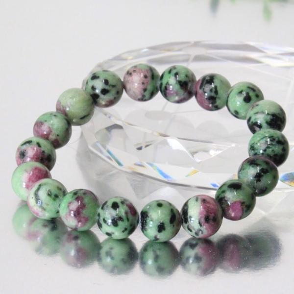 ルビーインゾイサイト ブレスレット 写真現物 ruby 高品質 腕輪 天然石 ｜メンズ レディース ...