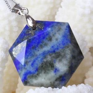 ラピスラズリ ペンダント ネックレス ペンダントトップ Pendant Necklace 六芒星 ヘキサゴン ダビデの星 Hexagon 瑠璃 メンズ レディース 天然石｜lulu-house