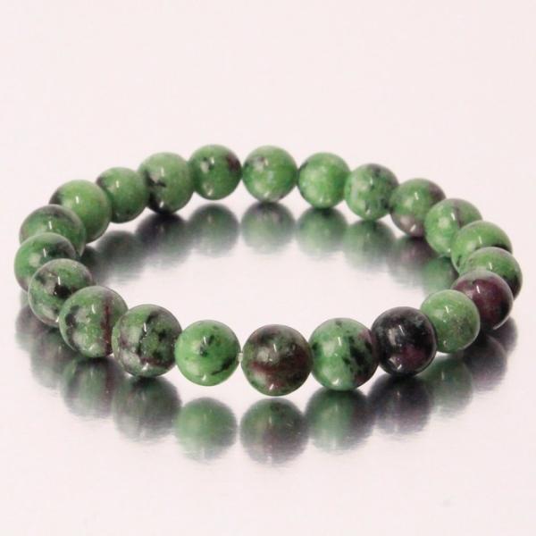 ルビーインゾイサイト ブレスレット 【レア 1点物】 原石 ルビーインゾイサイトブレスレット 天然 ...