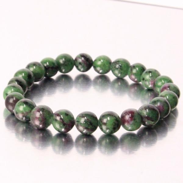 ルビーインゾイサイト ブレスレット 【レア 1点物】 ブレス 数珠 腕輪 Bracelet ブレスレ...