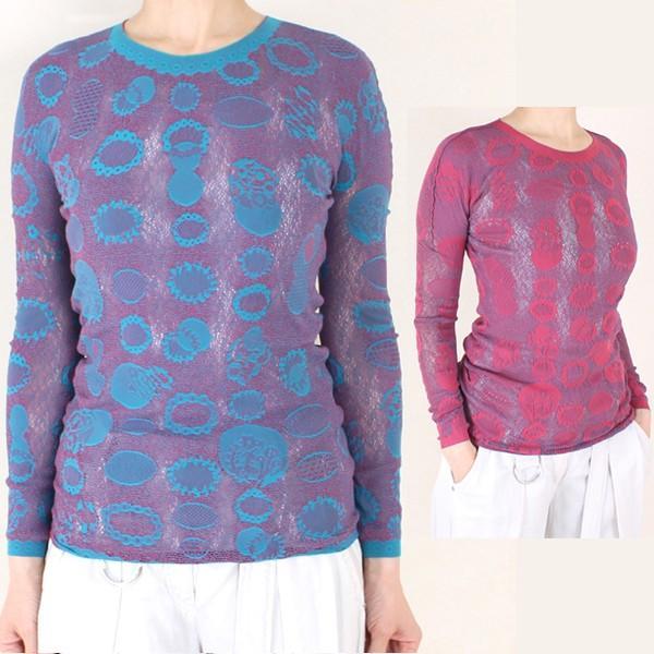 佐藤繊維　M&amp;KYOKO　ブルーピンクリバーシブルニットソー