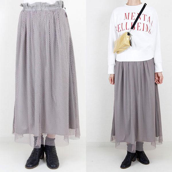 AGNOST メッシュリバーシブルフレアスカート