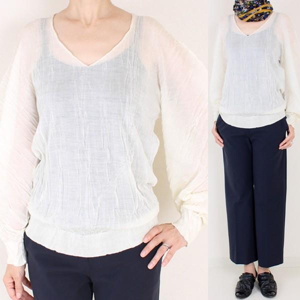 LIVIANA CONTI リビアナコンティ オフホワイトしわ加工セーター