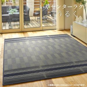 い草ラグ ４畳 南国スタイル シンプル 涼感 ネイビー 不織布裏貼り 230×230cm ４畳半 セール価格 （うるく） BL