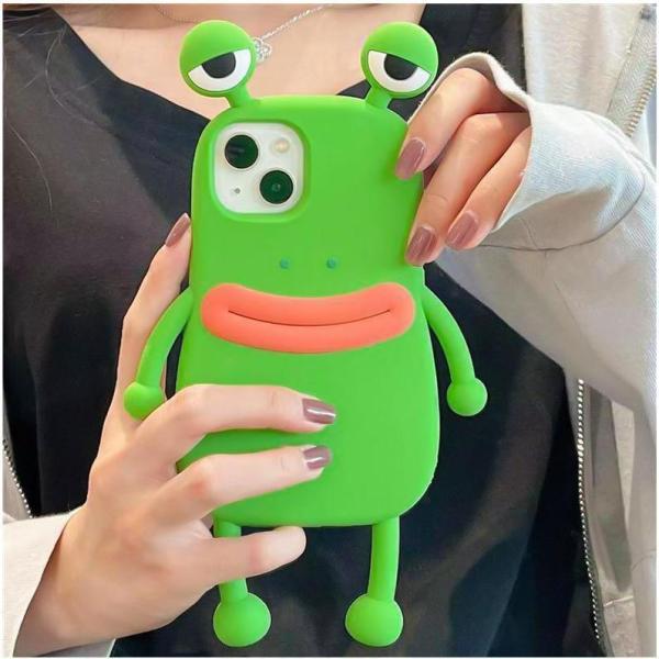 立体的なおかしなカエルデザイン、iPhone 14に適用可能なおかしな立体丑カエルのスマートフォンケ...
