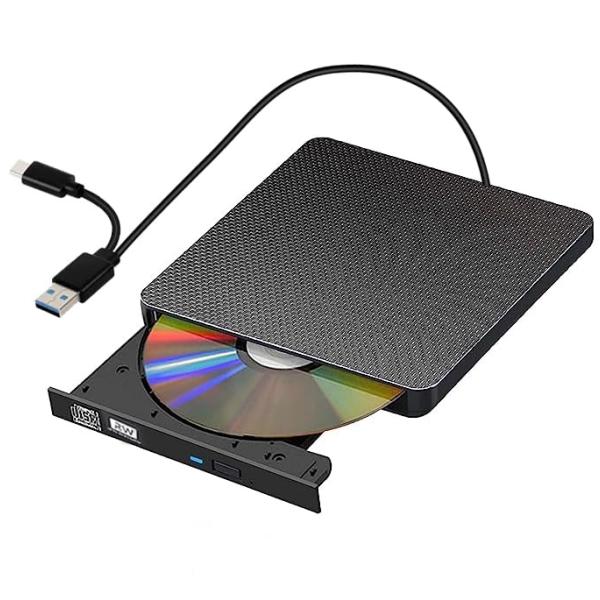 外付CD・DVDドライブ USB3.0/Type C CD/DVD読込み 録画込み対応 CD/DVD...