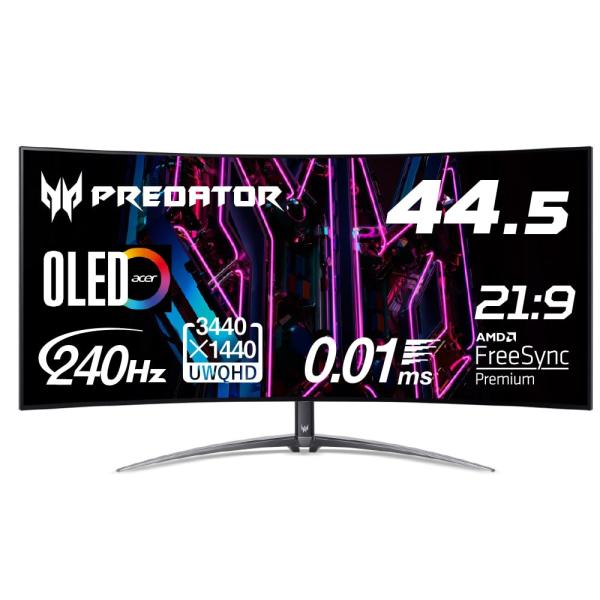 Acer Predator ゲーミングモニター 21：9 44.5インチ湾曲 OLED 240Hz ...