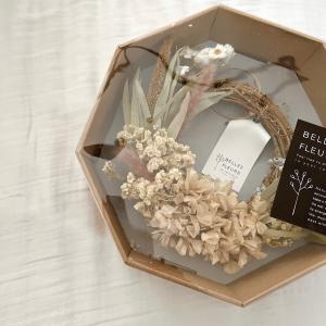 そのまま飾れる ドライフラワー リース BELLES FLEURS PORTE カフェ ナチュラル雑貨 ボックス入り 57897 ベルフルール ポルト ホワイト