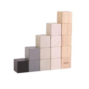 PLAN TOYS つみき 15 キューブ ましかく Cubes 5374 シンプル積み木 ホワイト グレー プラントイ｜おもちゃとベビー雑貨 Lulumina