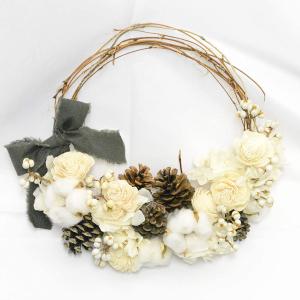 Lulu's ルルズ 三日月のフラワーリース レッド プリザーブドフラワー